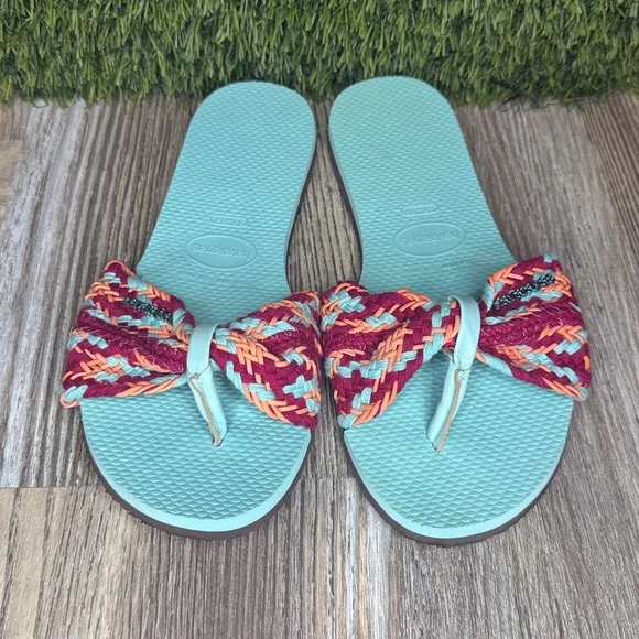 NWOT Havaianas You St Tropez Woven Sandals Flip Flops W7/8 Euro 39/40 - Picture 2 of 7